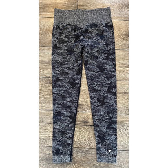 Gymshark Leggings High Waist Black Gray Camo Medium M - Picture 2 of 3